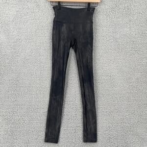 Spanx Faux Leather Leggings Black Charcoal Glitter Sparkle XS